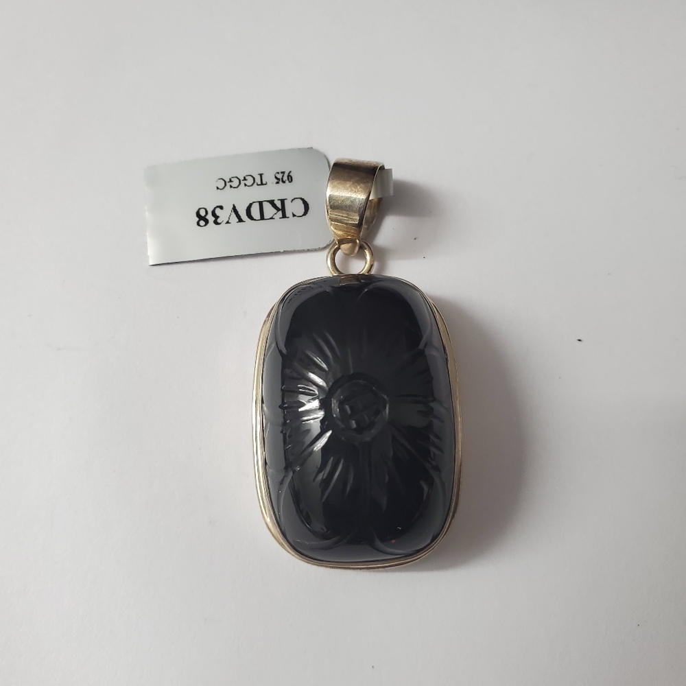 Sterling Silver 925 Carved Onyx Earrings